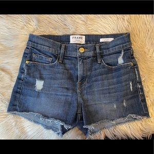 Frame Le Cutoff Blue Shorts Distressed - Size 26